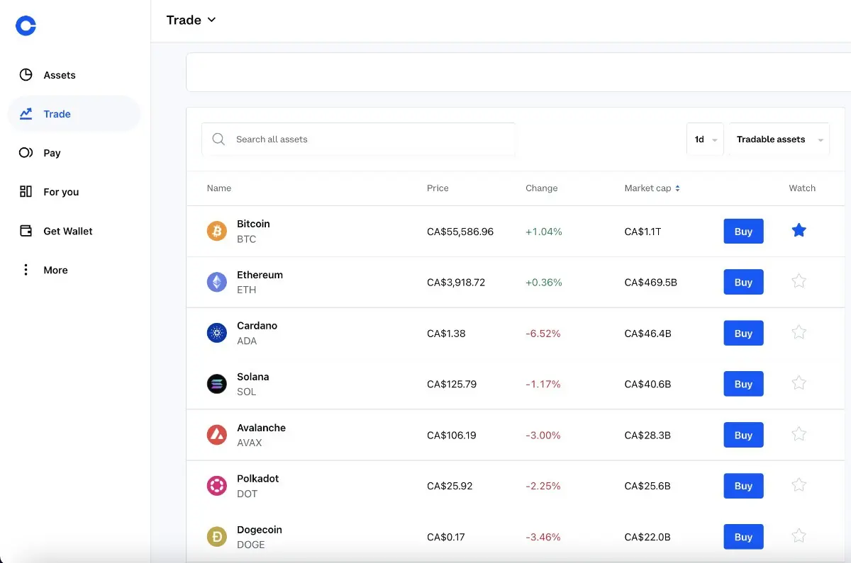 Trade on Coinbase