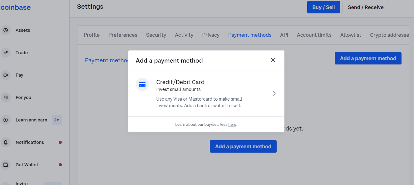 add payment method coinbase