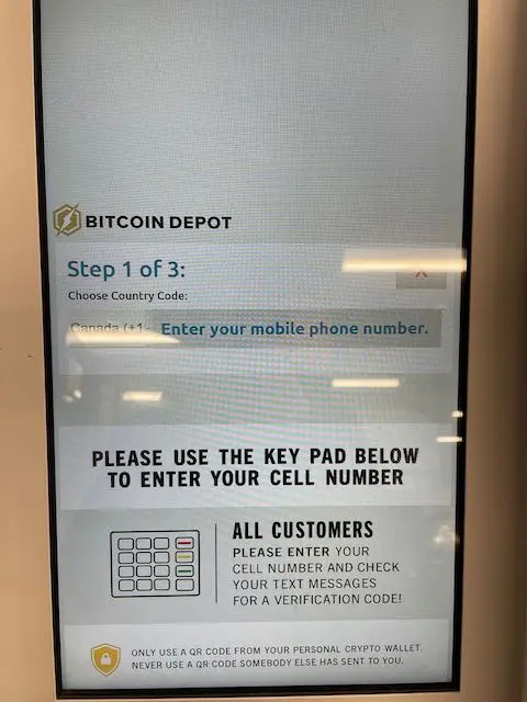 bitcoin depot enter mobile number