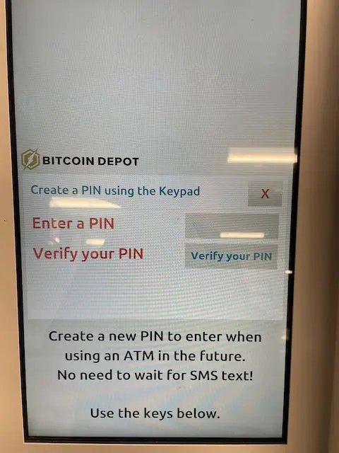 bitcoin depot enter PIN