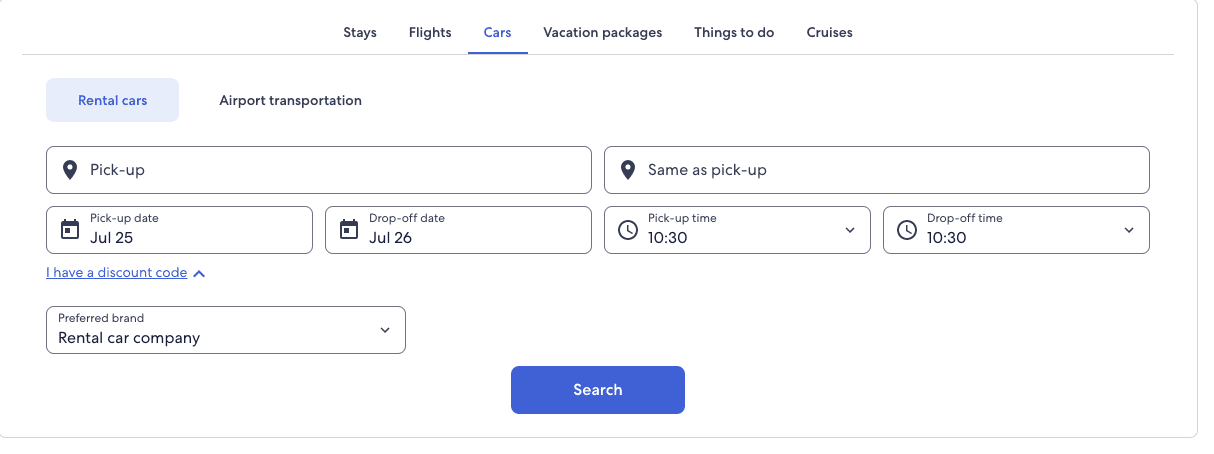 cars search expedia