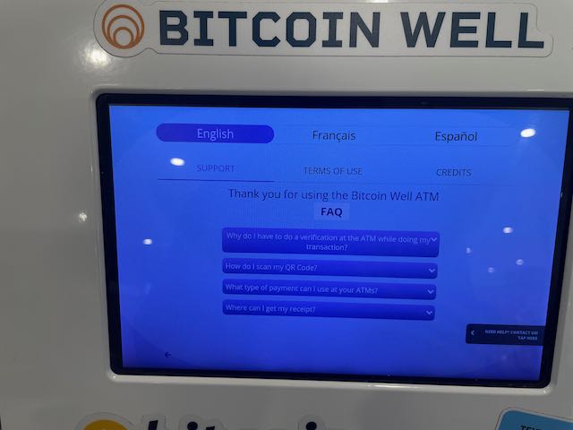 FAQ page on Bitcoin Well ATM