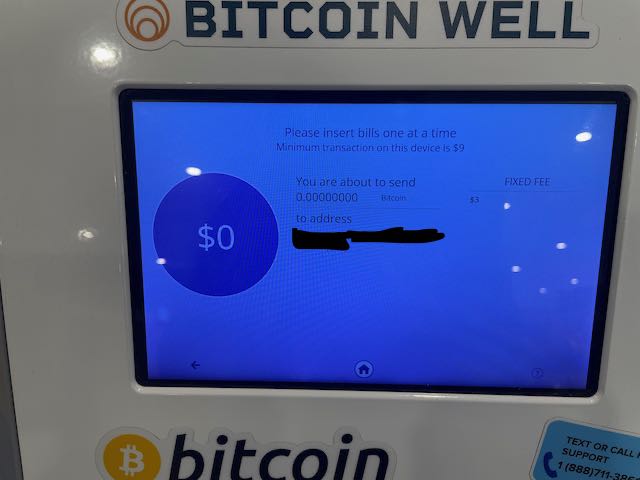 Send screen on Bitcoin ATM from Well
