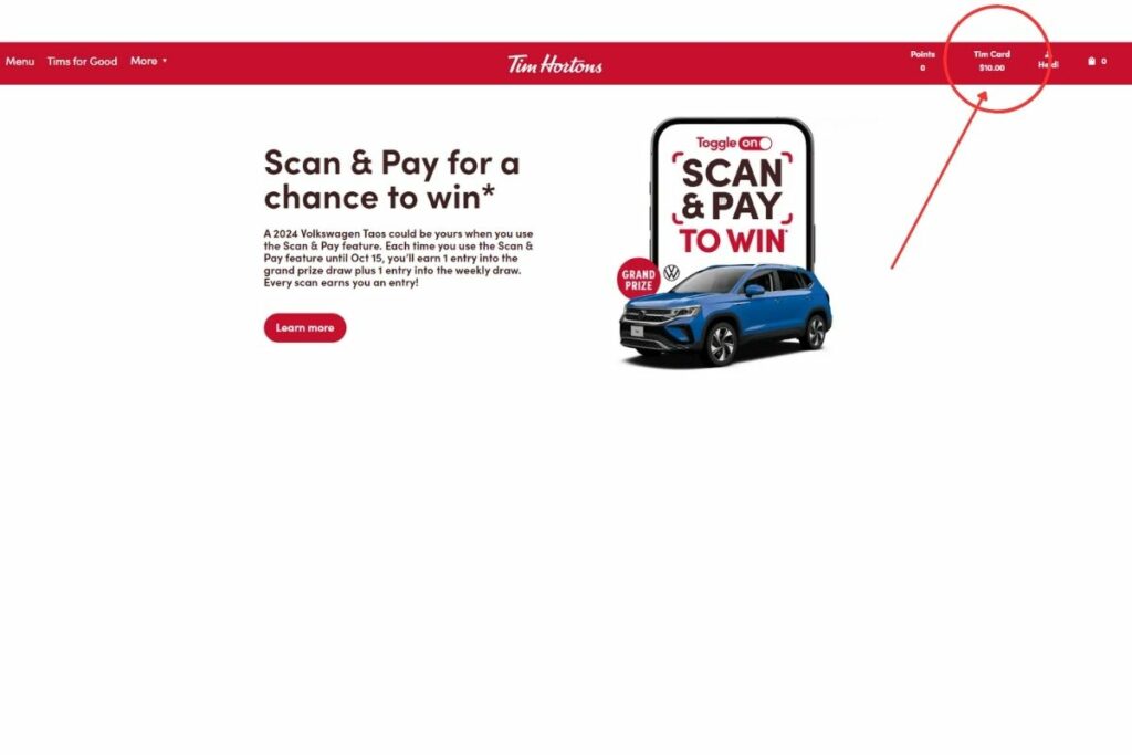 how to check your tim hortons gift card balance online through the website.